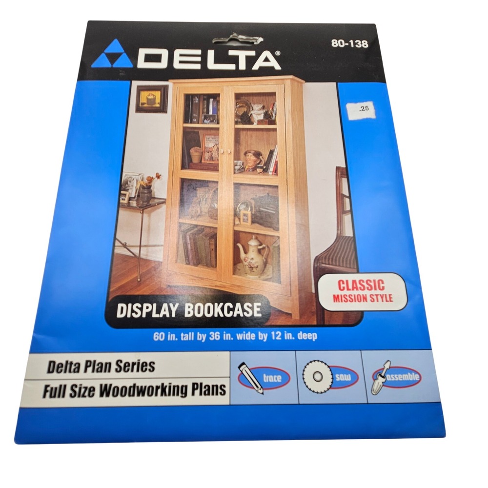 Delta Woodworking Plans Display Bookcase 60x36x12 Mission Style 80-138